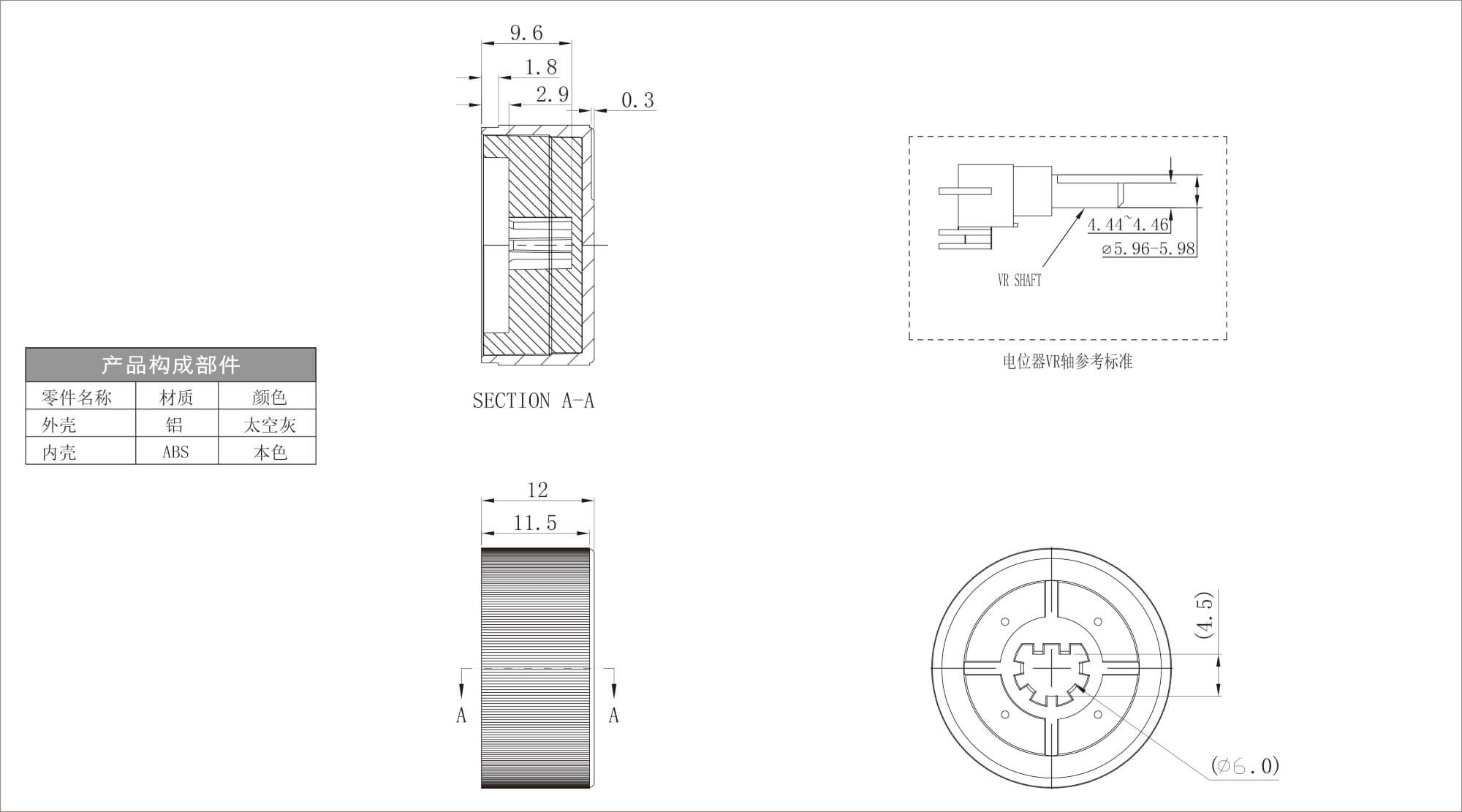 Plastic Two Color Knob X106